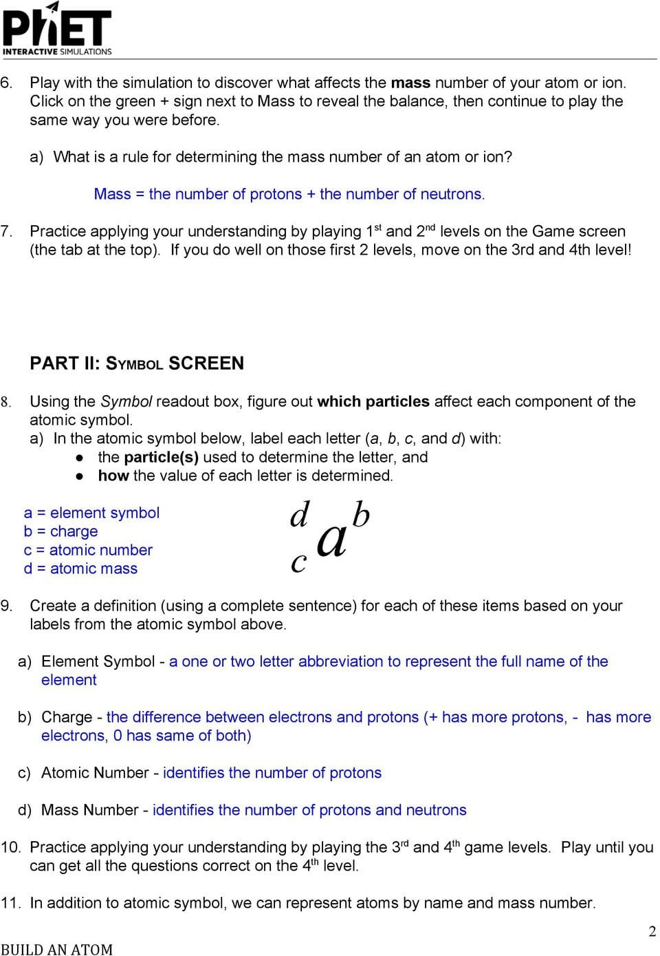 Phet Build An Atom Worksheet Answers Db excel