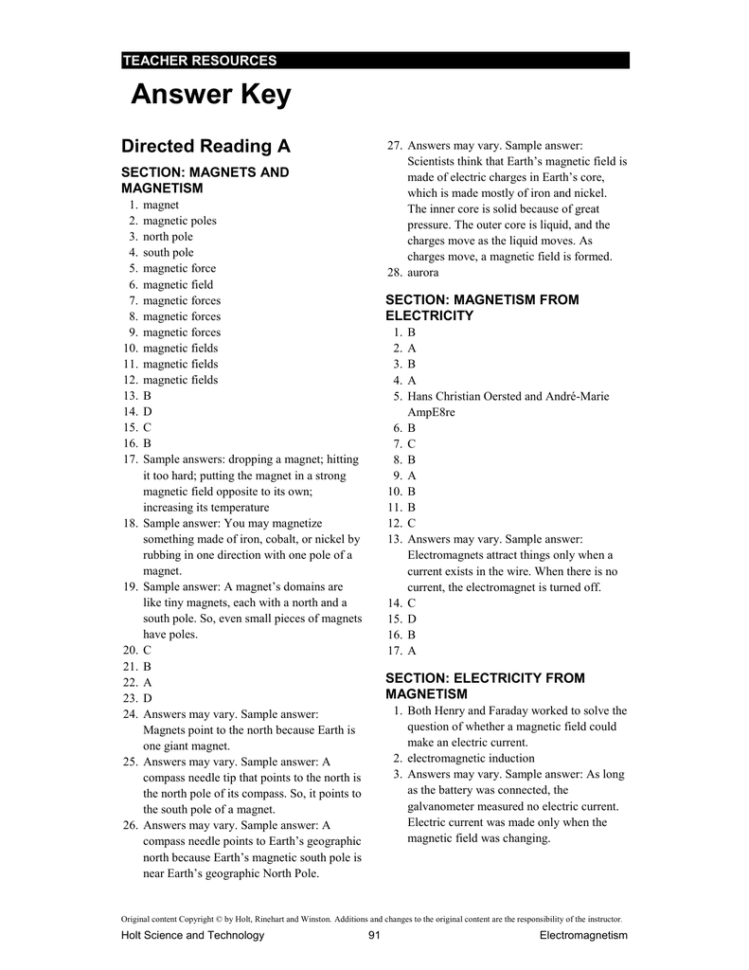 Answerkey  Northside Middle School