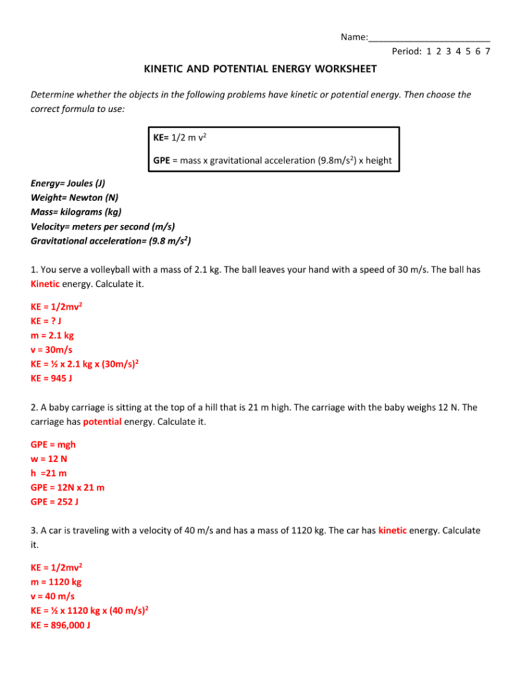 Roller Coaster Physics Worksheet Answer Key