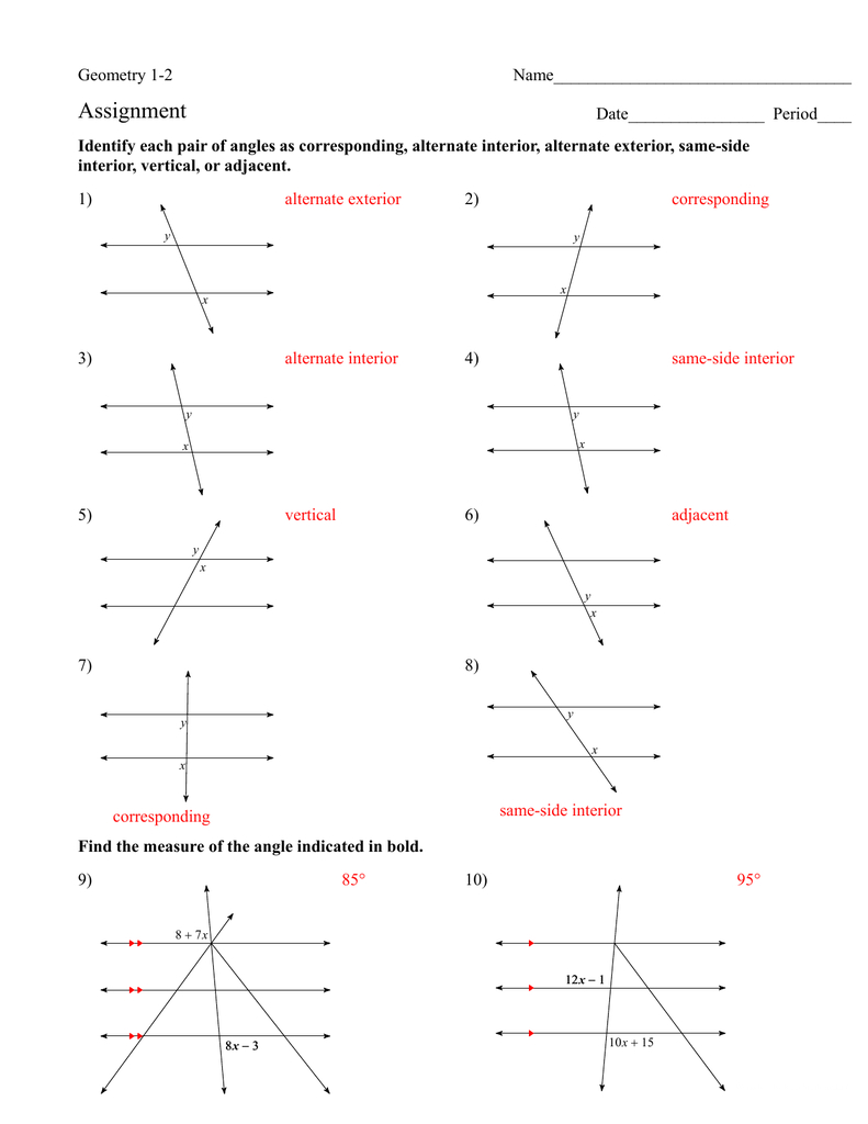 Find The Measure Of Each Angle Indicated Worksheet Answers db excel com