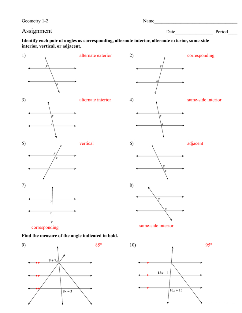 Find The Measure Of Each Angle Indicated Worksheet Answers Db excel