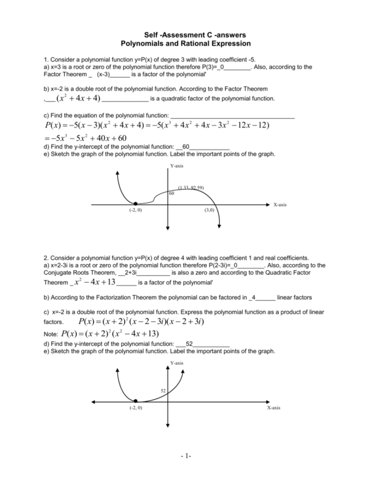 Polynomial and rational functions worksheet answers db excel