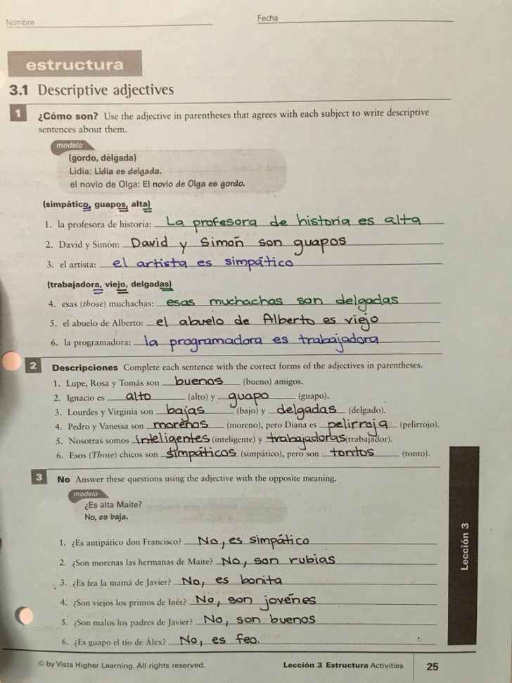 Answers To Spanish 1 Worksheets  Skyline High School Spanish