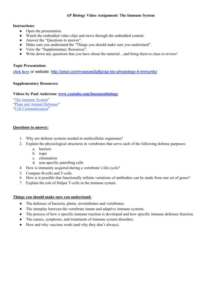 Antibody And Cellular Immunity Worksheet Answers