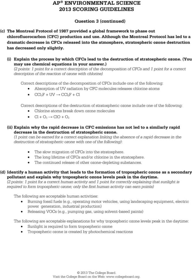 Ap Environmental Science 2013 Scoring Guidelines  Pdf