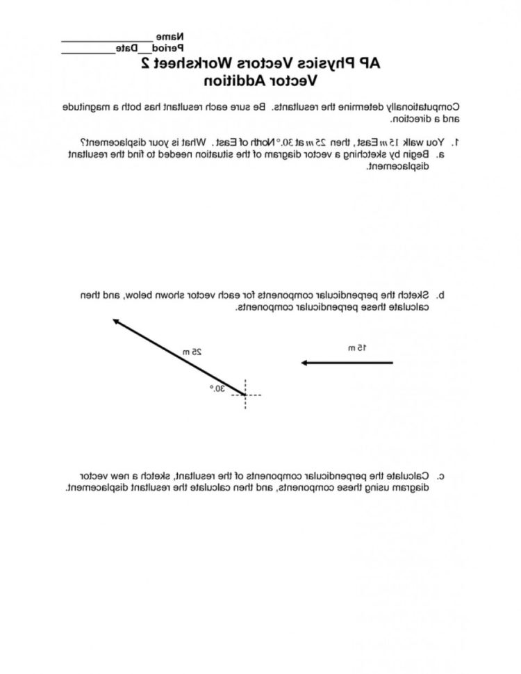 Ap Physics Vectors Worksheet Vector Addition  Cqrecords