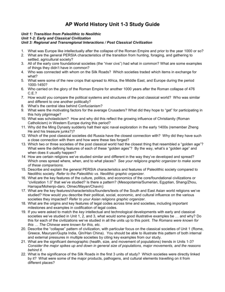 Ap World History Unit 13 Study Guide