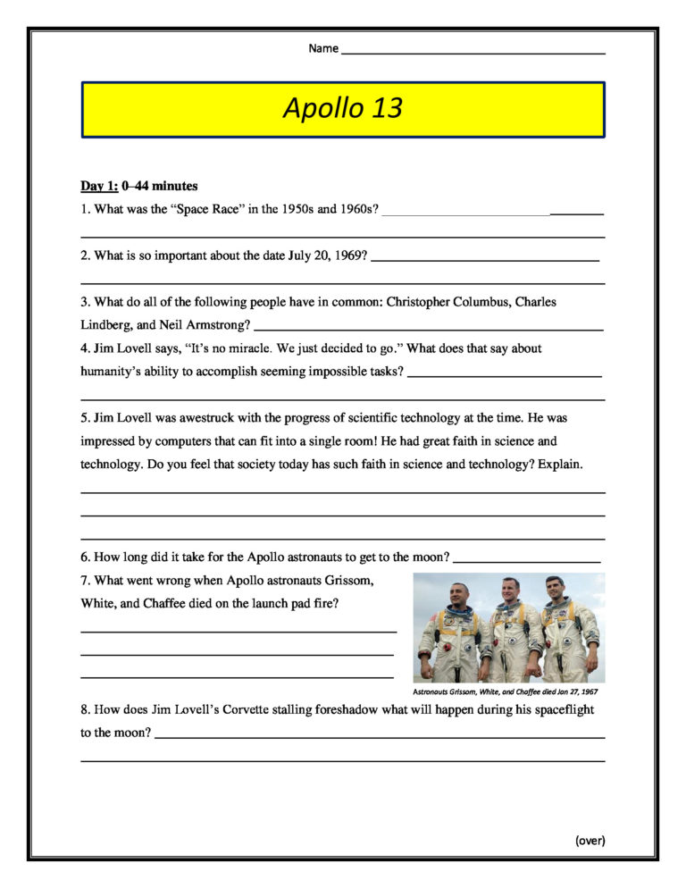 apollo 13 movie questions worksheets