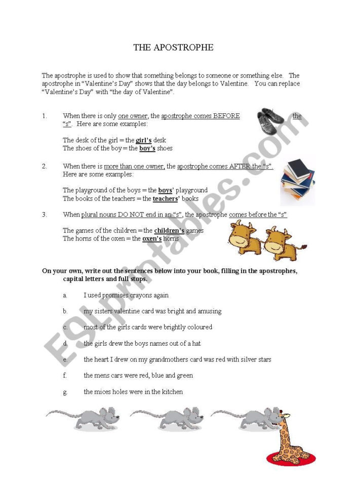 Apostrophe  Esl Worksheettayloranne