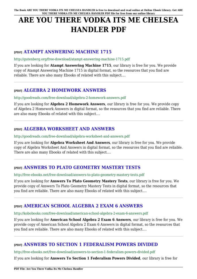 Are You There Vodka Its Me Chelsea Handler Pdf Pages 1  11