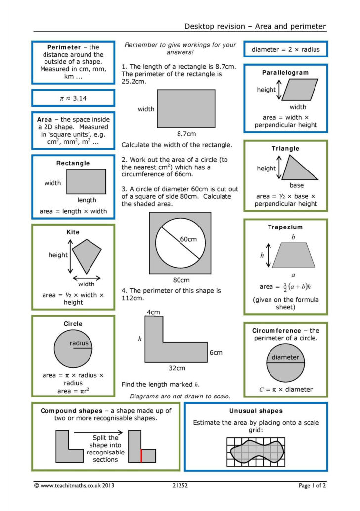 Area And Circumference Of A Circle Worksheet