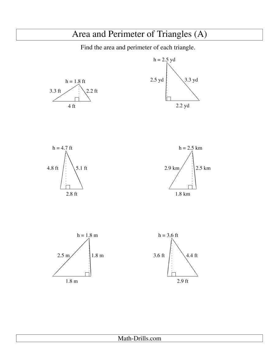Area And Perimeter Of Triangles Up To 1 Decimal Place