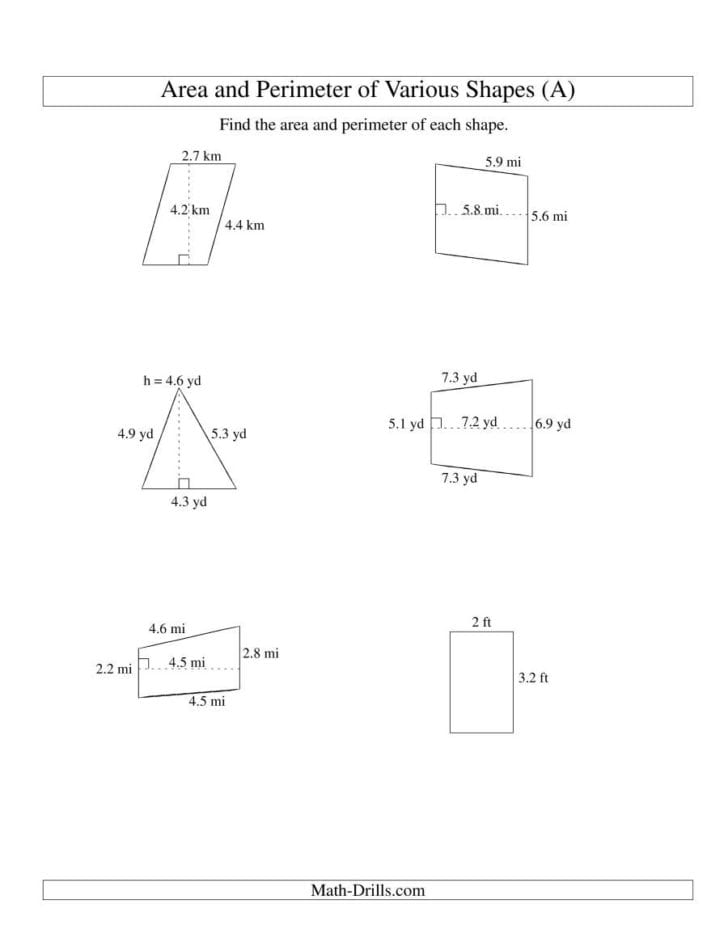 Area And Perimeter Of Rectangles Worksheet