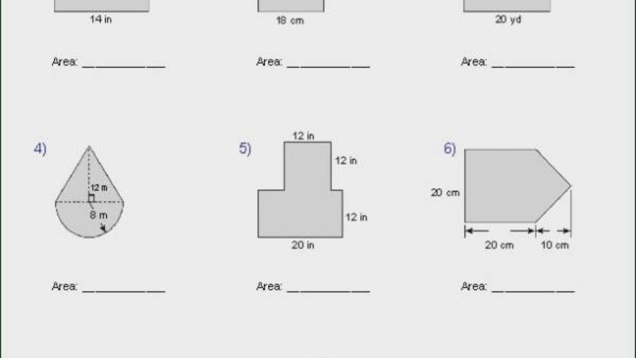 Area Compound Shapes Worksheet