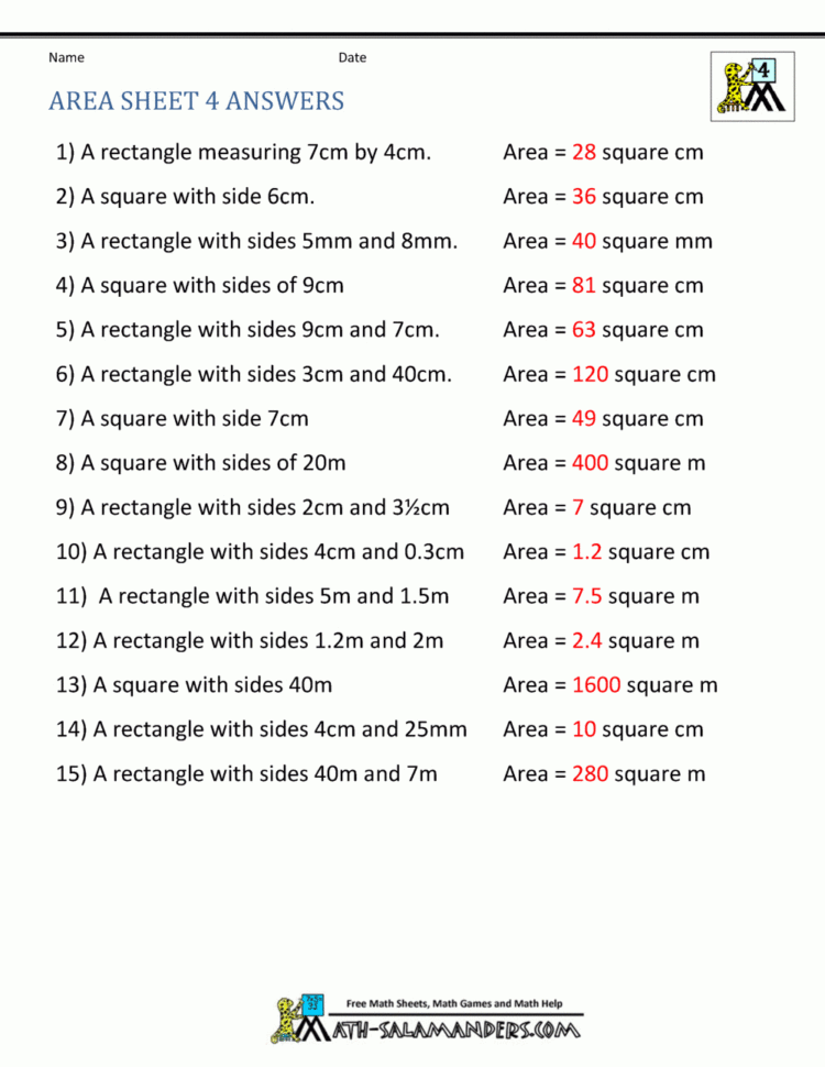 Area Of Quadrilateral Worksheets