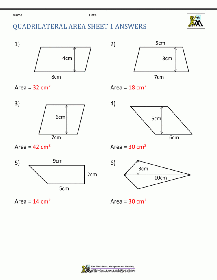 Area Of Quadrilaterals Worksheet — db-excel.com