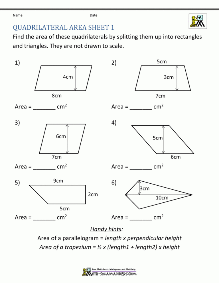 Area Of Quadrilaterals Worksheet — db-excel.com