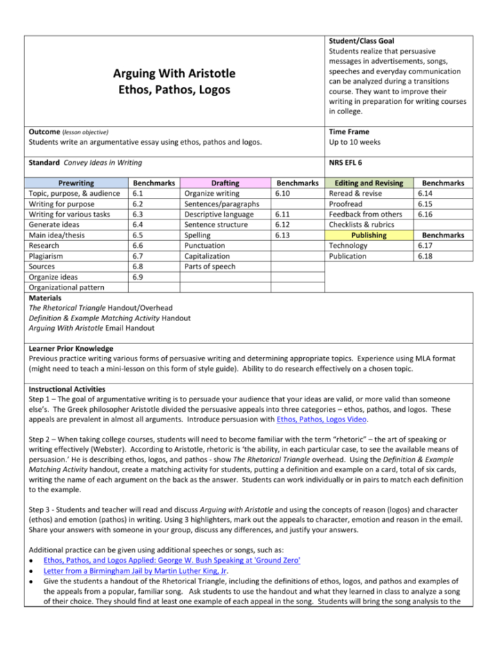 Introduction To Ethos Pathos And Logos Worksheet Answers | db-excel.com