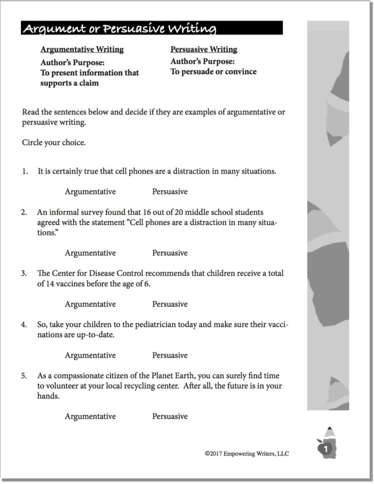 Argumentative Vs Persuasive Writing  Empowering Writers