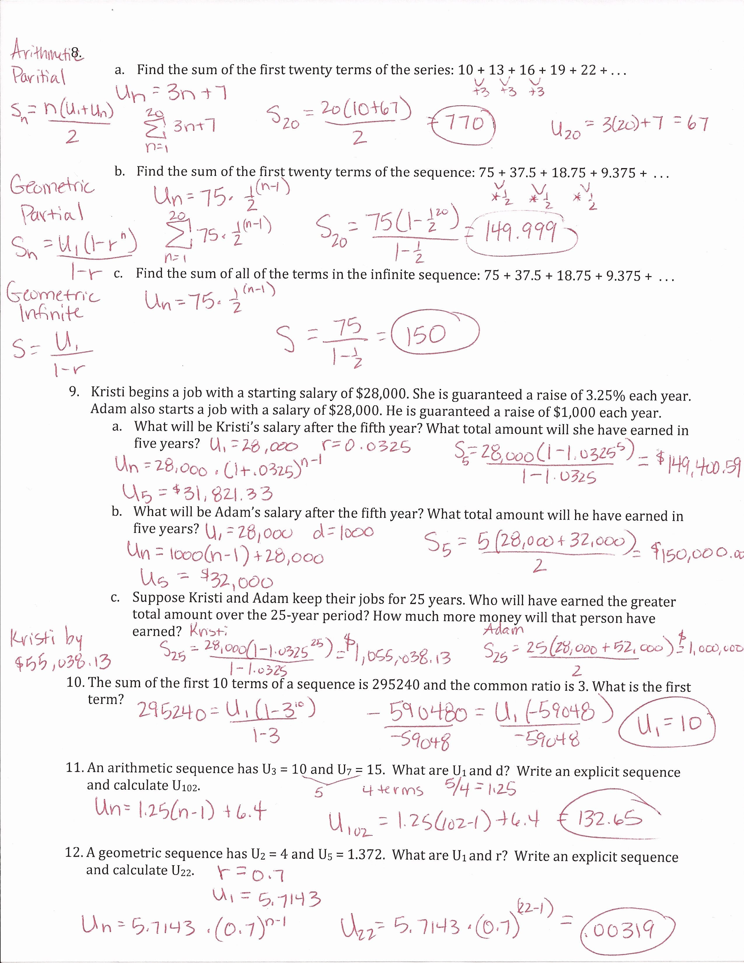 Arithmetic Sequence Worksheet Algebra 1 Db excel