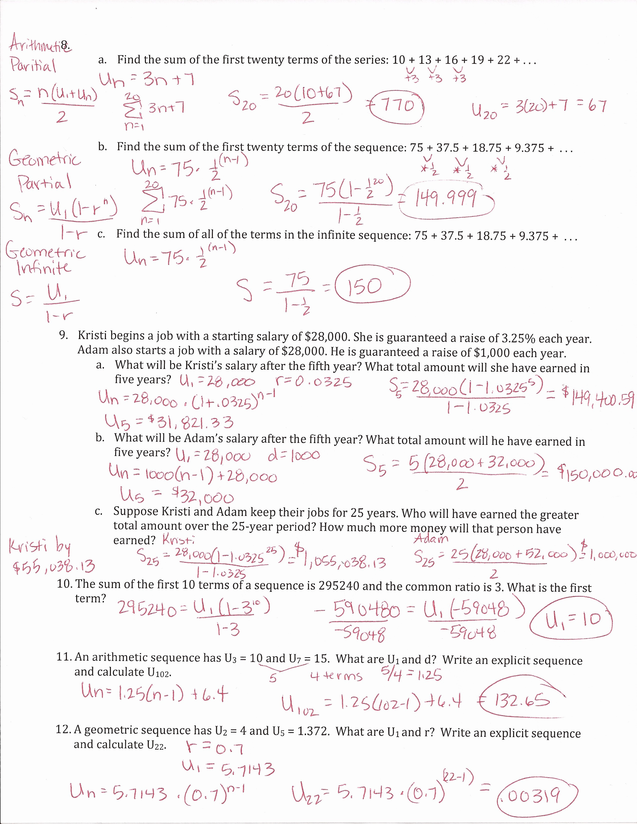 Arithmetic Sequences Worksheet 1 Answer Key Db excel