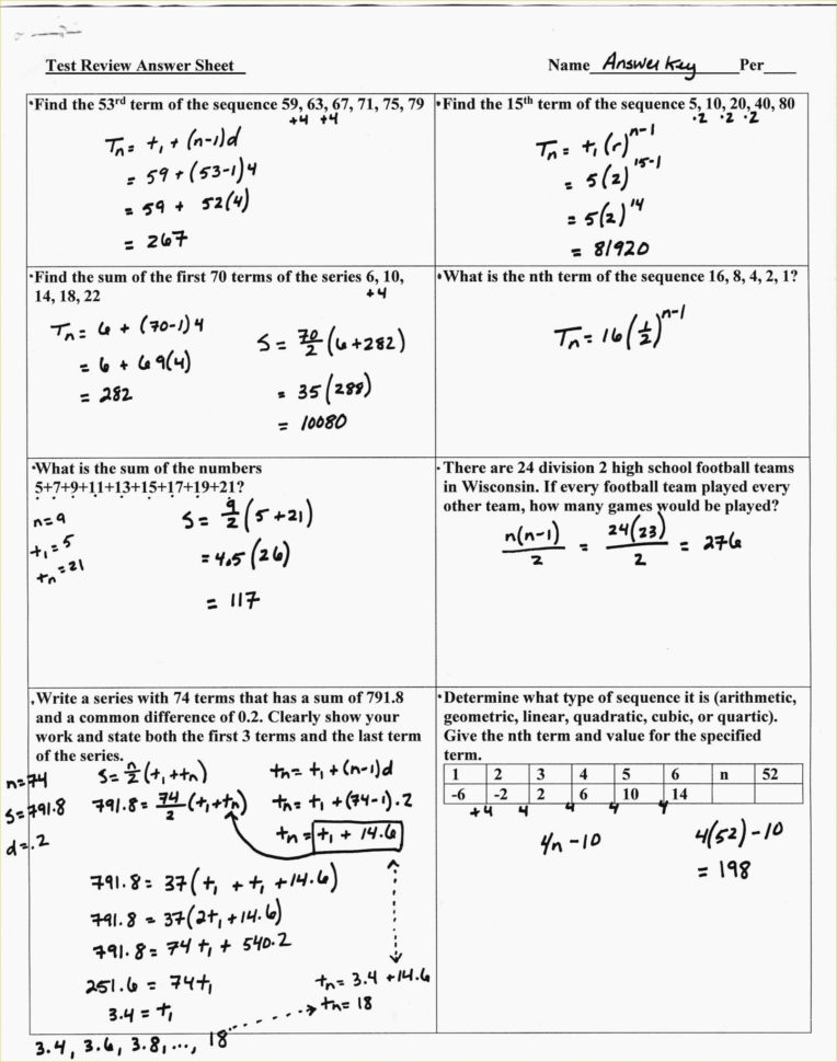 arithmetic and geometric sequences worksheet algebra 2