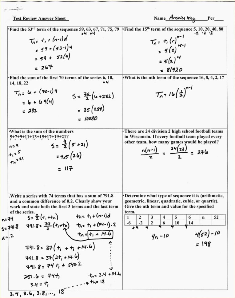 algebra 2 sequences and series worksheet