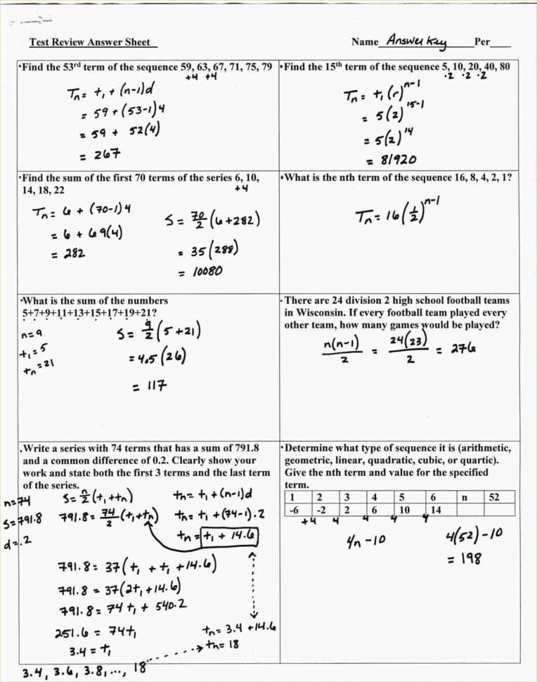 Arithmetic Sequence Practice Worksheet