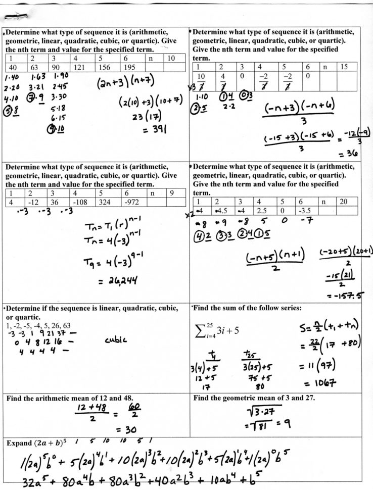Arithmetic Sequences And Series Worksheet  Yooob