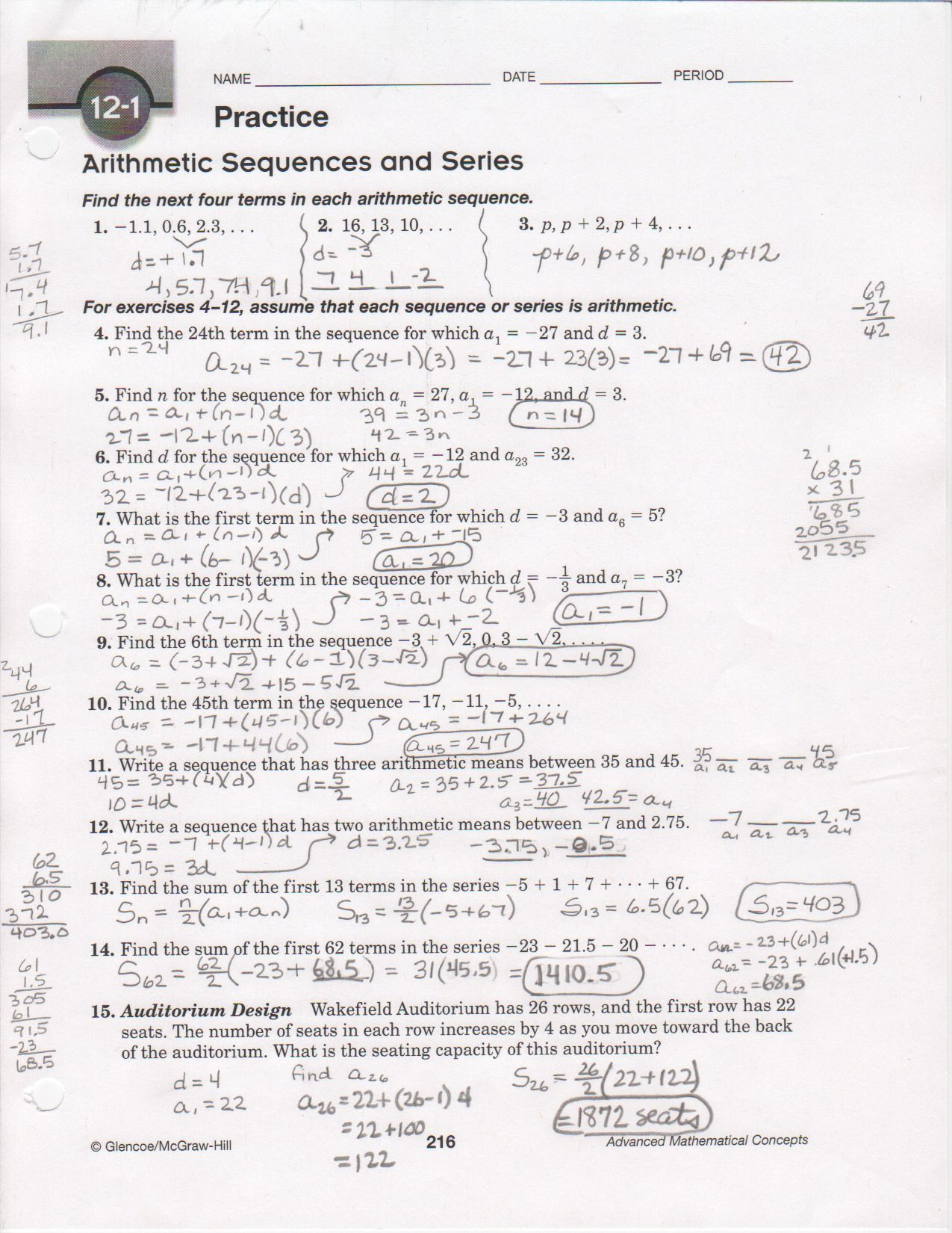 Arithmetic Sequences Worksheet 1 Answer Key Db excel