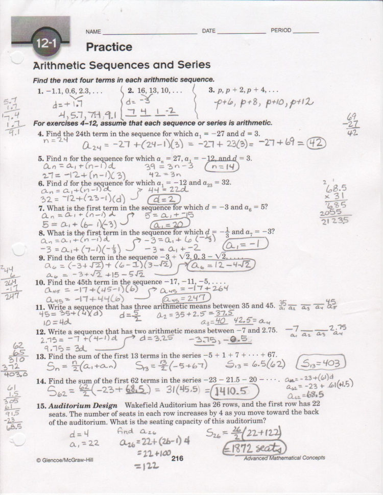 Arithmetic Sequences Worksheet 1 Answer Key — db-excel.com