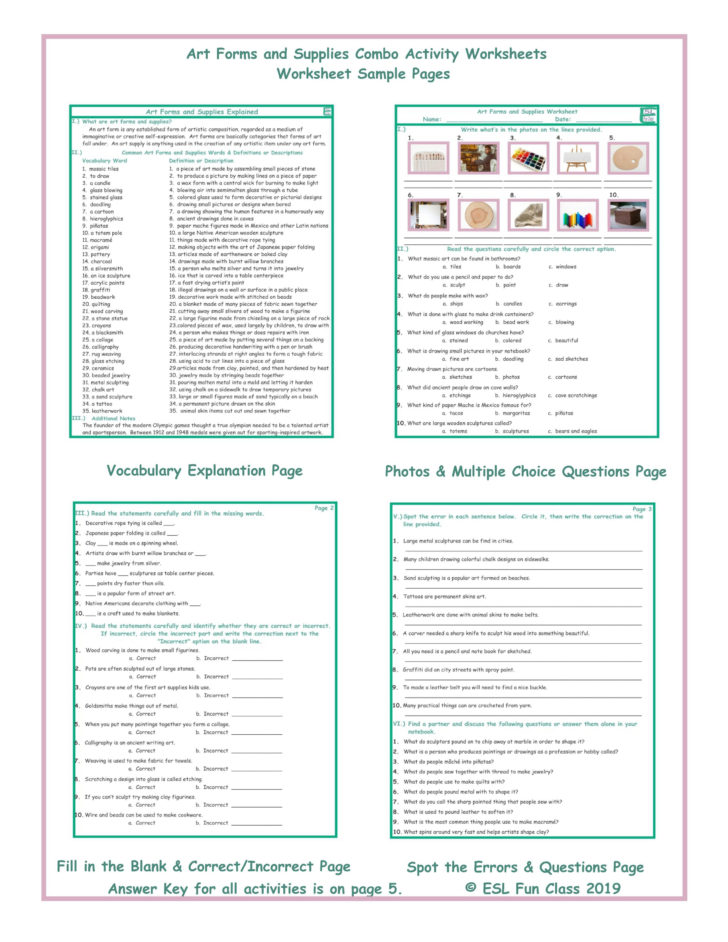 Art Class Worksheets