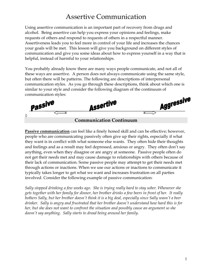 Assertive Communication Worksheet