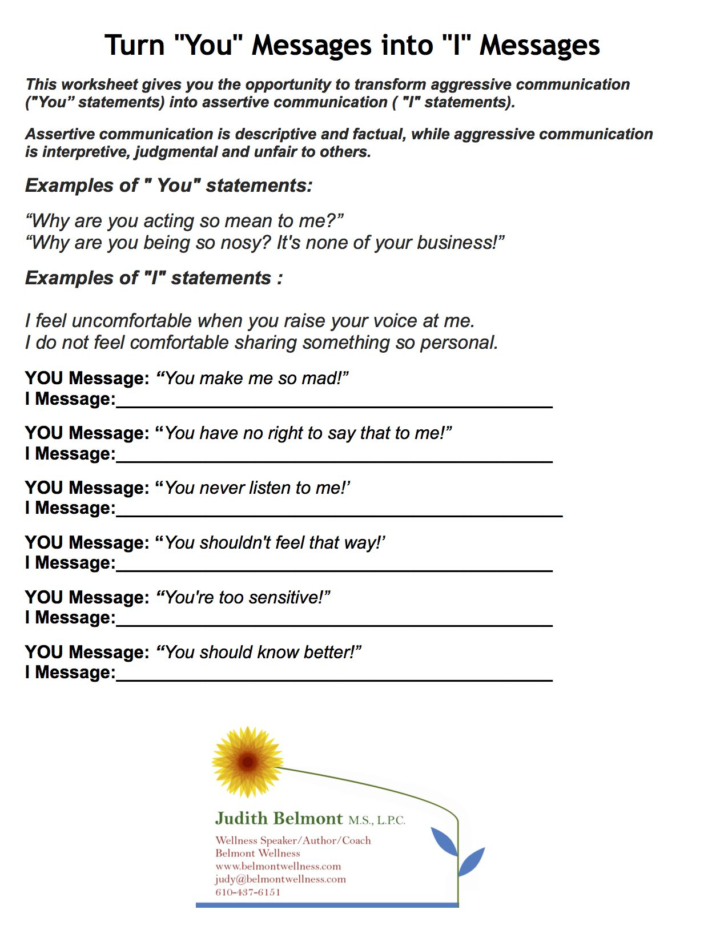 assertive communication worksheet db excelcom