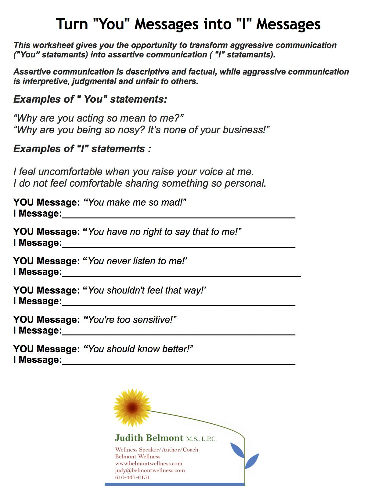 Assertive Communication Worksheet — db-excel.com