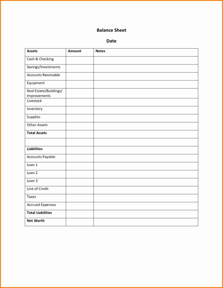 Assets And Liabilities Spreadsheet –
