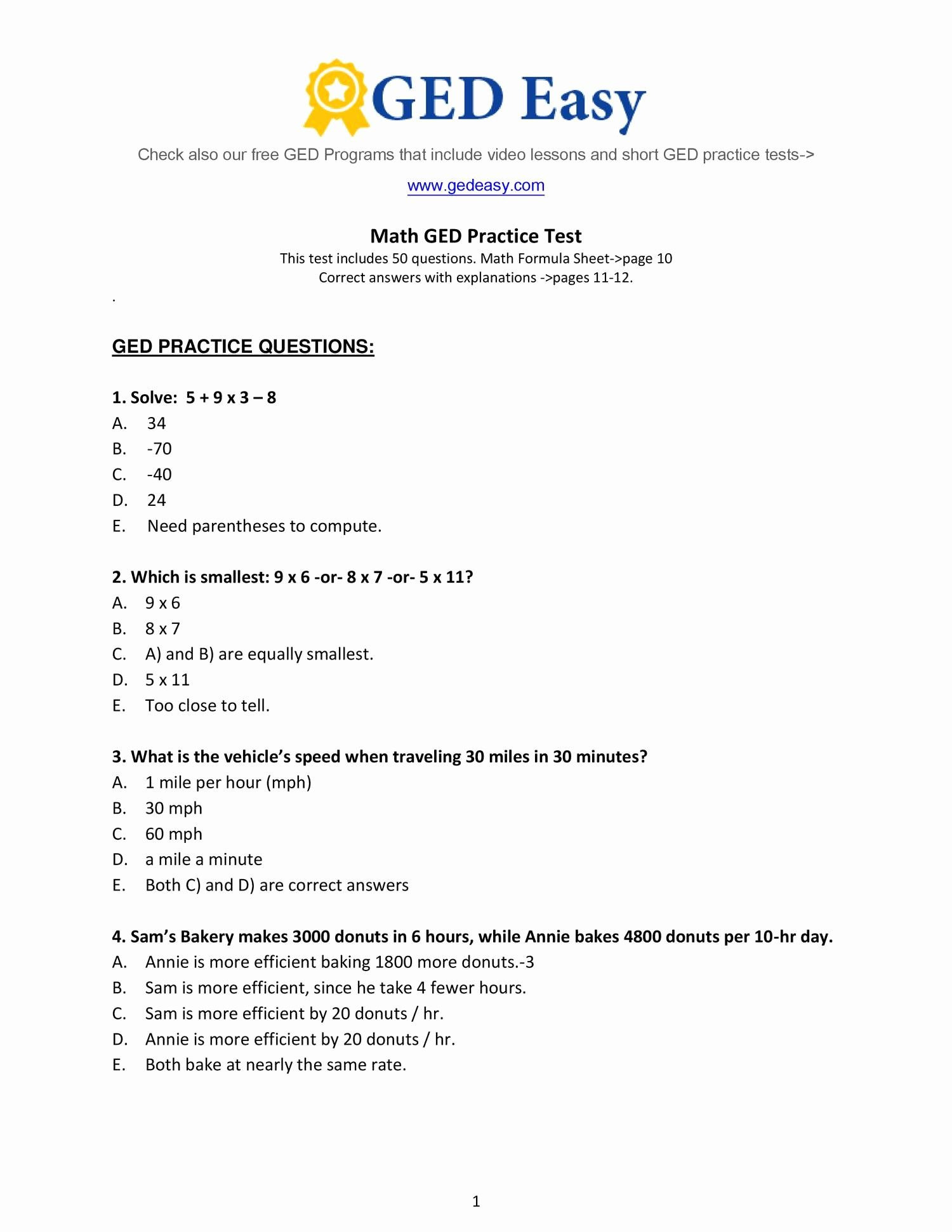 Asvab Math Practice Worksheets
