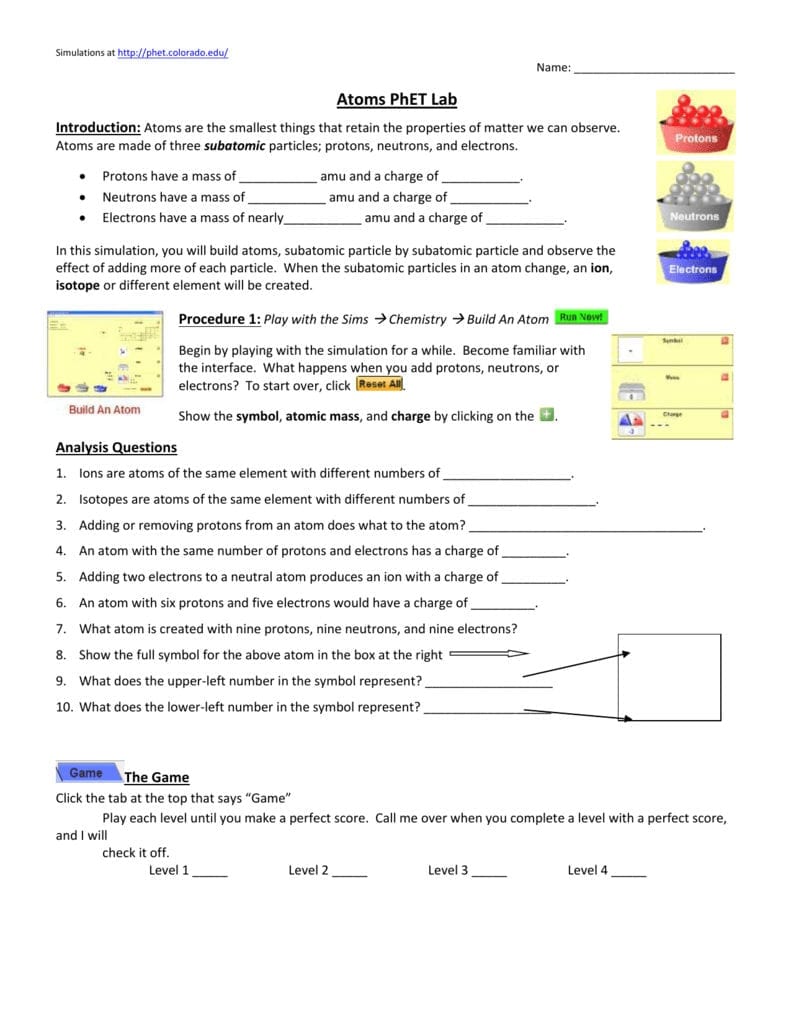 Phet Isotopes And Atomic Mass Worksheet Answer Key Db excel