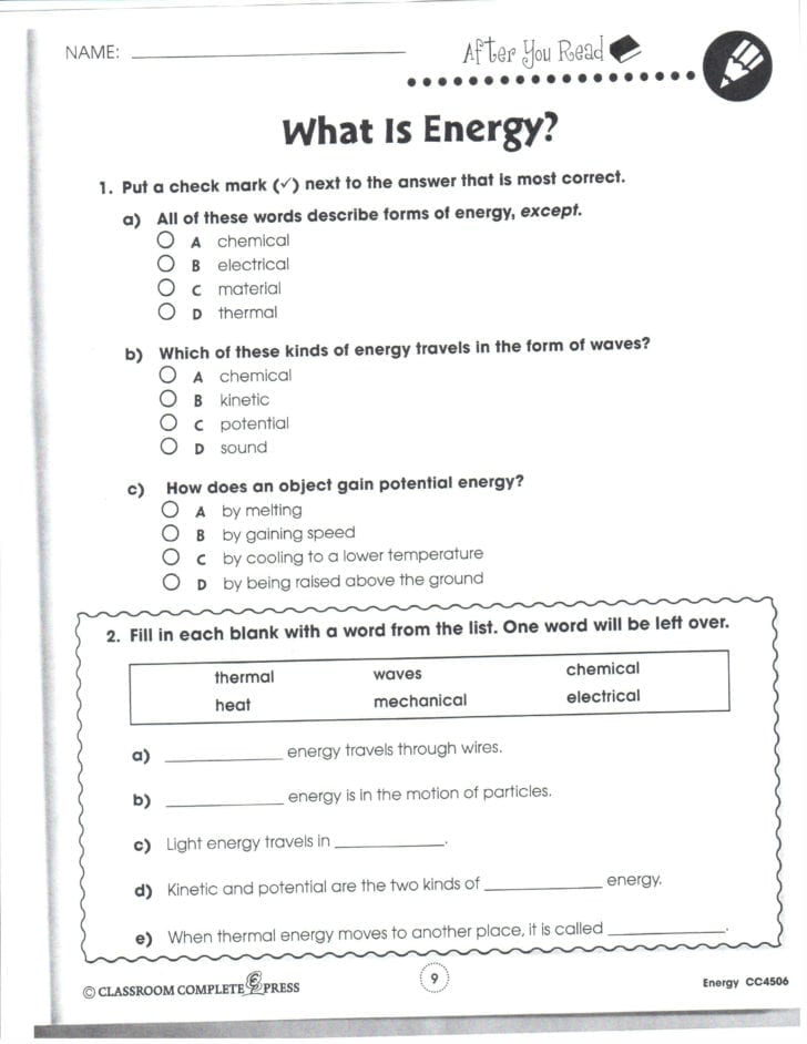 Density Worksheet Middle School