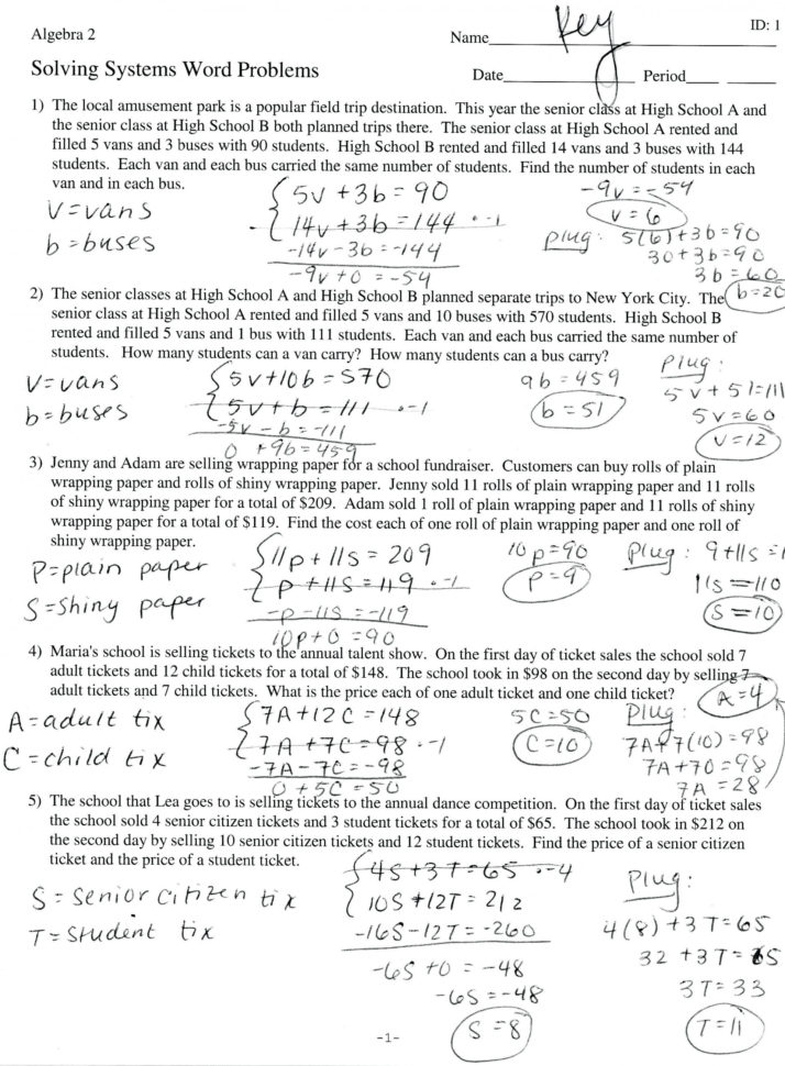 Awesome Linear Equations Word Problems Printable Worksheet