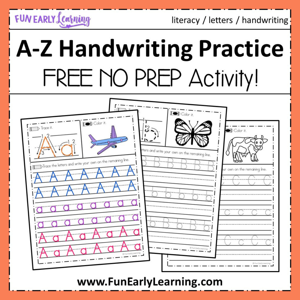Az Handwriting Practice No Prep Worksheets For Learning Letters