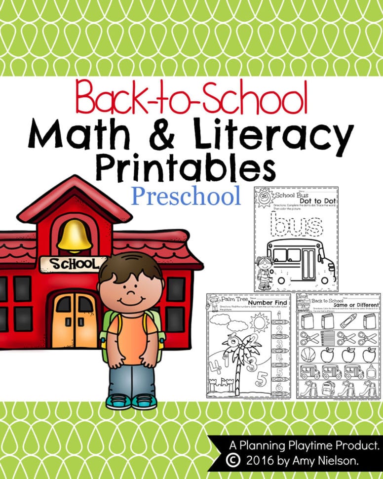 Back To School Preschool Worksheets  Planning Playtime
