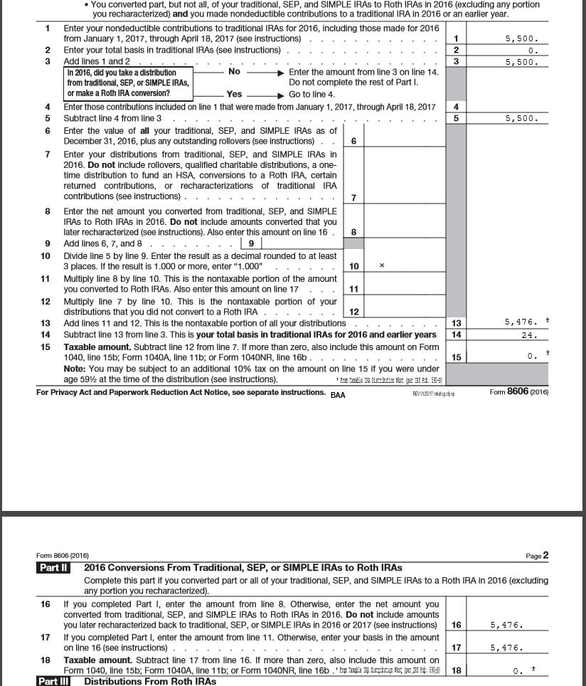 Backdoor Roth Form 8606 Question  Bogleheads