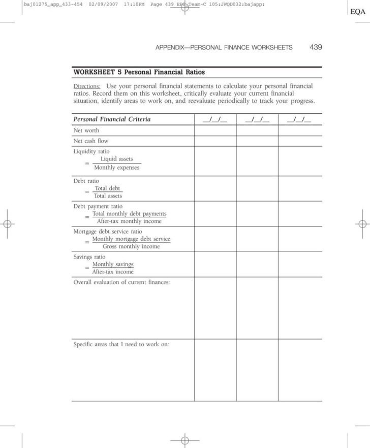 Personal Finance Worksheets