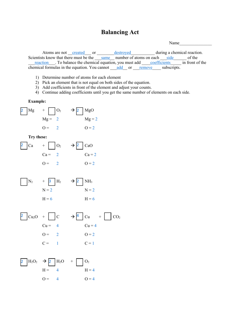 Balancing Act Practice Worksheet Answers Db excel