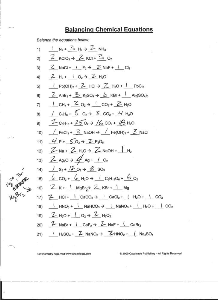 Balancing Chemical Equations Worksheet Answers 110 db excel com