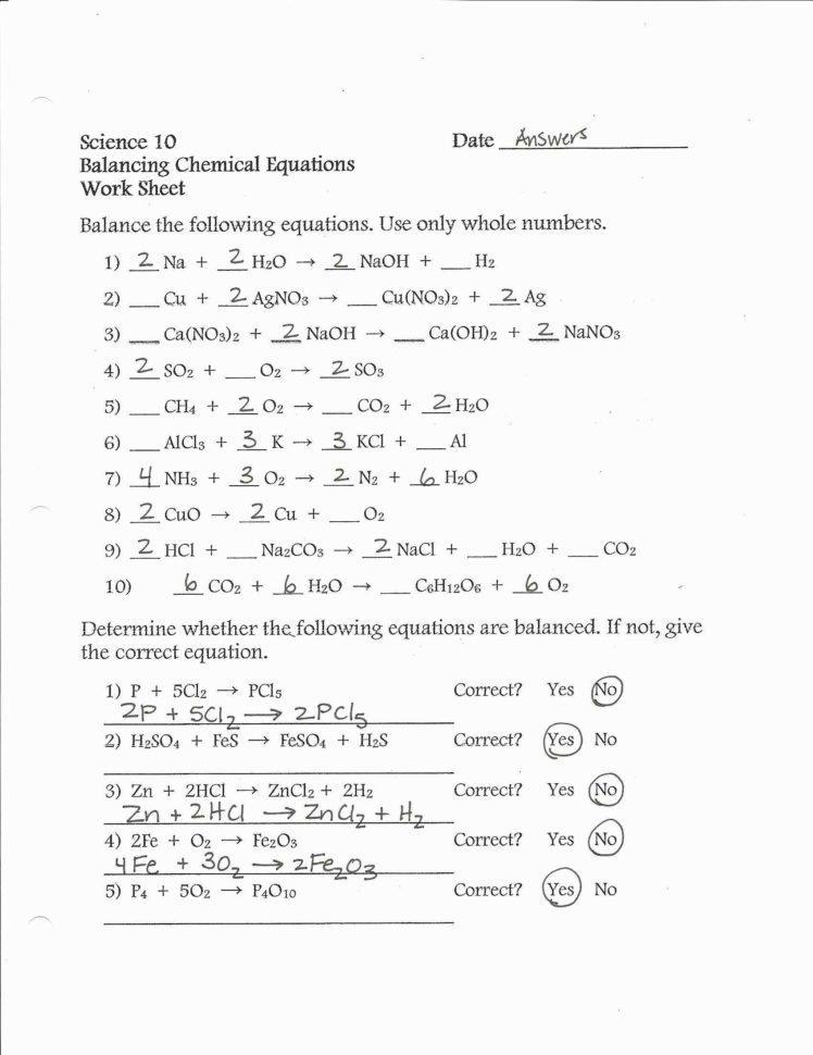 Balancing Equations Worksheet 1 Lovely 49 Balancing Chemical — db-excel.com