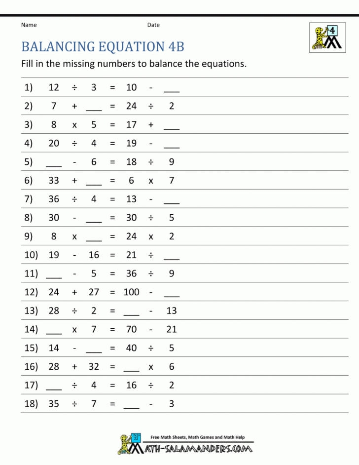  Finding The Missing Number In An Equation Worksheets Db excel