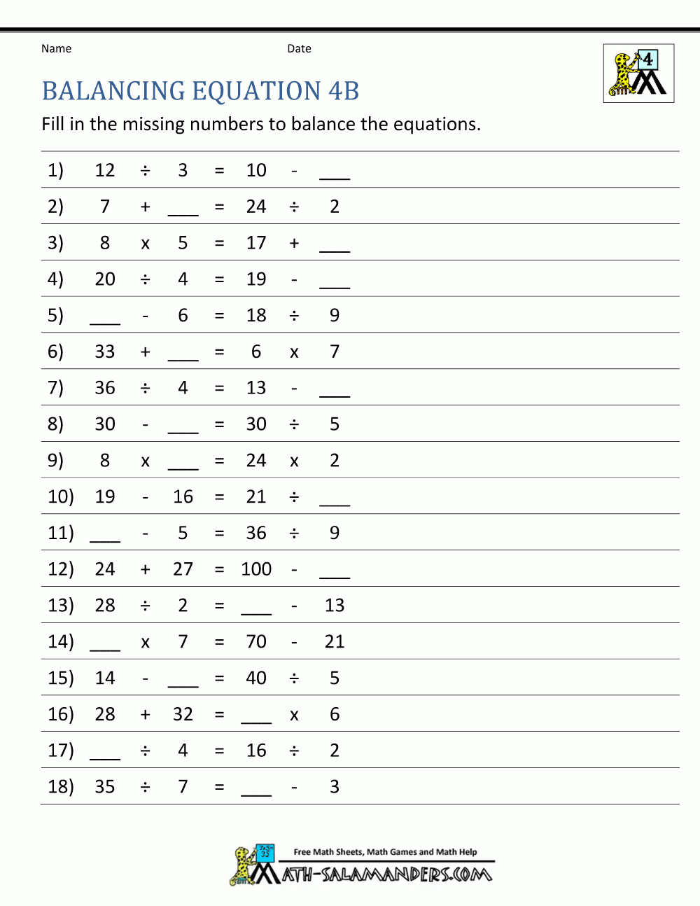Balancing Math Equations