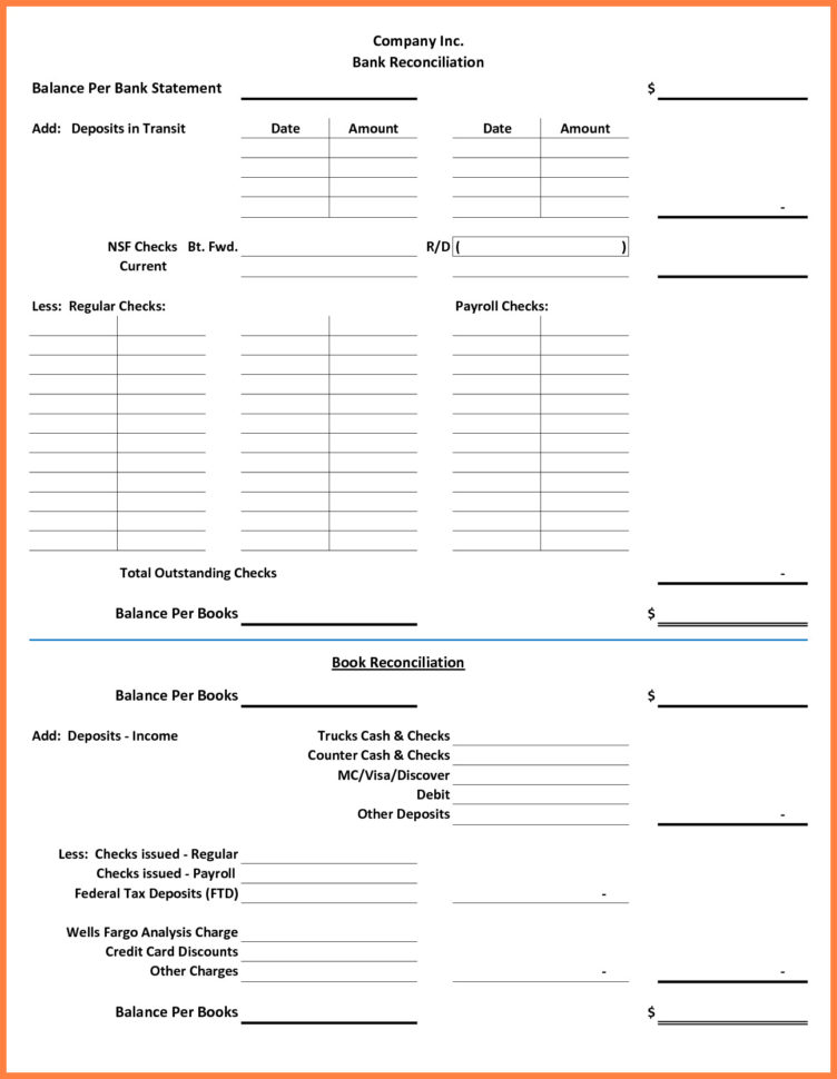 Bank Account Reconciliation Form Statement Format O Level